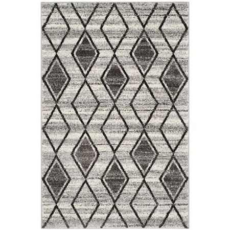 Flowers First 4 x 6 ft. Tunisia Power Loomed Area Rug, Grey & Black - Small Rectangle FL1889461